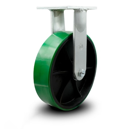 Service Caster 12 Inch Extra Heavy Duty Green Poly on Cast Iron Wheel Rigid Top Plate Caster SCC-KP92R1230-PUR-GB